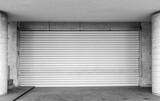 Fototapeta Perspektywa 3d - Steel shutter door of warehouse, storage or storefront for metal door background and textured.