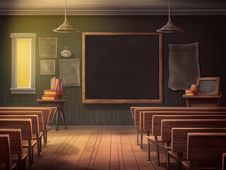 Empty classroom with no people for Game and Animation background, Generative AI