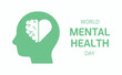 World Mental Health Day. Medicine, psychology, psychiatry. Wellness, emotions, feelings, mind, healthy. Icon, vector illustration