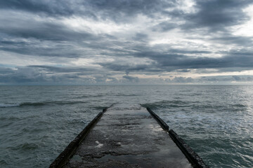 Canvas Print - pier and clouds