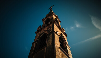 Wall Mural - majestic spires illuminate city ancient spirituality at dusk generated by ai