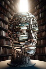 Wall Mural - Beautiful abstract surreal head of a books 