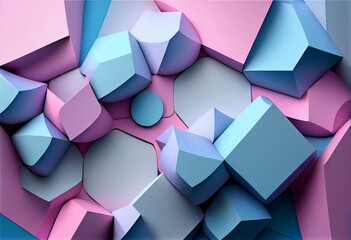 Leinwandbilder - Beautiful abstract made of cubes background 3d colors. Generative AI technology.
