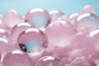 Light Blue Background with Pink Ice Clear Bubbles Created with Generative AI Technology