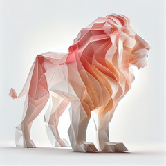 Aufkleber - Lion made from smooth elegant transparent fabric on white background 3d pink and peach colors. Generative AI technology.
