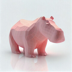 Poster - An abstract Hippopotamus made from smooth elegant transparent fabric on white background 3d pink and peach colors. Generative AI technology.
