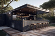 © AlexaSokol83 - Modern home design, backyard bar area made with shipping containers.