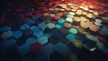 Sticker - Abstract hexagonal geometric ultra wide background Generative AI 