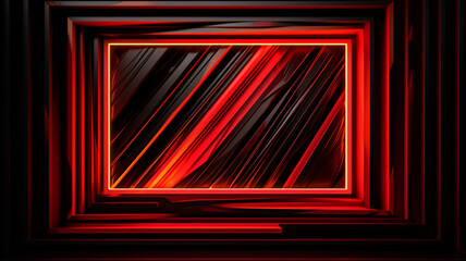 Poster - Abstract metallic red black frame Generative AI 