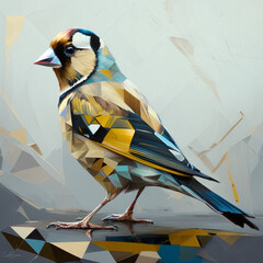 Sticker - Abstract oil painting of goldfinch golden and light Generative AI 