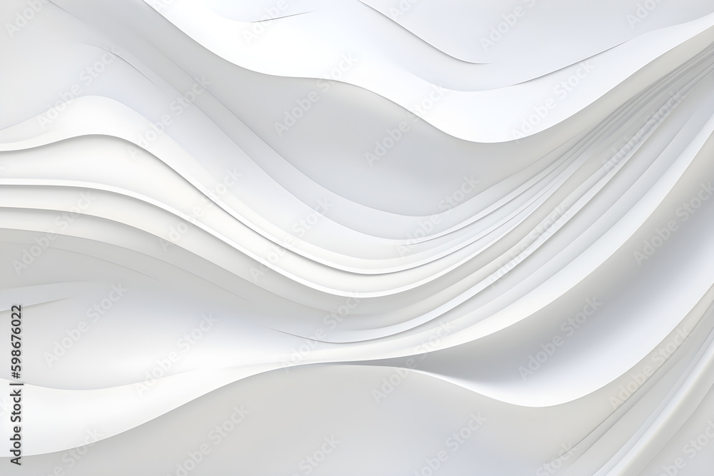 Abstract White Background With Waves: AI Generated Image Stock ...