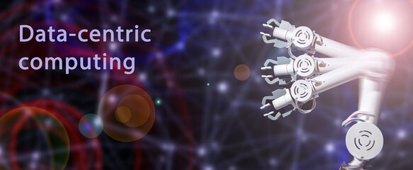Wall Mural - data-centric computing a computing paradigm that focuses on data processing and analysis, rather tha