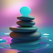 Stones in the water - the concept of relaxation and calmness. AI generative