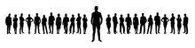Businessman Standing In Front Of Large Group Of Business People Silhouette.