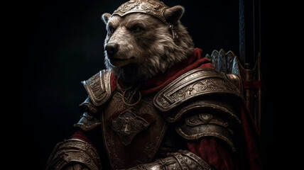 Sticker - A warrior bear with medieval armor Generative AI 