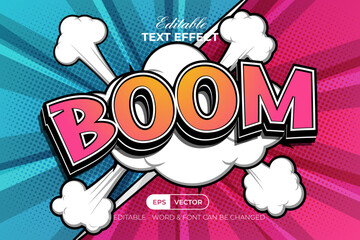 comic text effect colorful boom style. editable text effect.