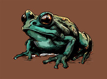 Colored Vector  Inked Style Frog Wall Art