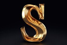 Elegant Gold Letter S: Liquid Metal Symbol And Alphabet Font Design Illustration. Generative AI