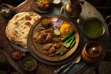 Wall Mural - Meat-heavy dish from a Pakistani perspective Generative AI Generative AI