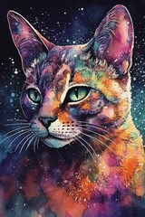  Beautiful cat painting graphic design,generative ai