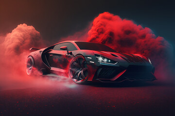 Wall Mural - Red black moderne sport car wallpaper Ai Generative	