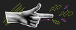 Trendy halftone collage hand. Idea conception. Hand gestures. Retro halftone crazy style. Contemporary vector illustration.