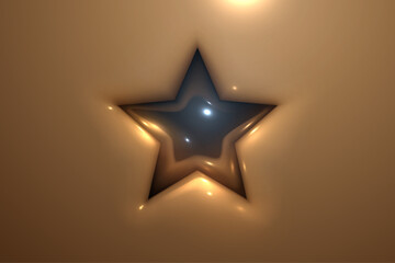 Poster - Black star shape on golden background