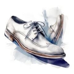 Wall Mural - Watercolor illustration of shoes on a white background. Generative AI.