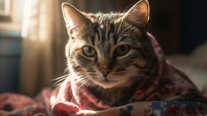 Canvas Print - cat on a bed