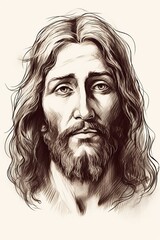 Wall Mural - Jesus Christ simple sketch. 