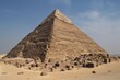 Egyptian pyramid of Cheops, general view of the pyramid, generative AI.