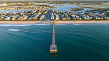 Drone Photo Of The Johnnie Mercers Fishing Pier In Wrightsville Beach, NC.