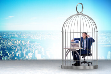 Wall Mural - Businessman caught in the cage