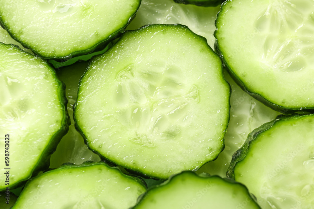 Texture of sliced cucumber as background