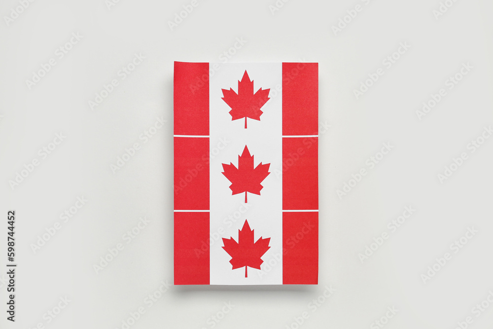 Paper flags of Canada on white background