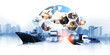 © sittinan - Business of  the world  logistic network distribution or transportation Industry or shipping business, Container Cargo  shipment , truck delivery, airplane , import export Concept