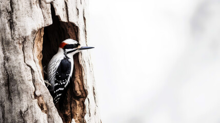 woodpecker on minimalist white background, generative ai