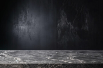 empty grey marble tabletop with dark stone background for product displayed  Generative AI