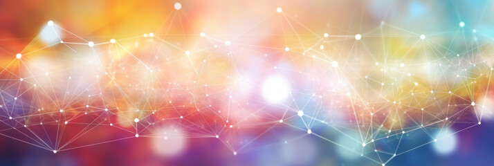 Wall Mural - abstract rainbow colored data social network communication background. polygonal structure. ai gener