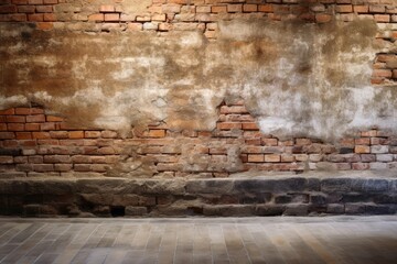 Wall Mural - An ancient brick wall background texture created with generative AI technology.