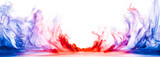 Fototapeta Motyle - Dramatic smoke and fog in contrasting vivid red, blue, and purple colors. Vivid and intense abstract background or wallpaper.