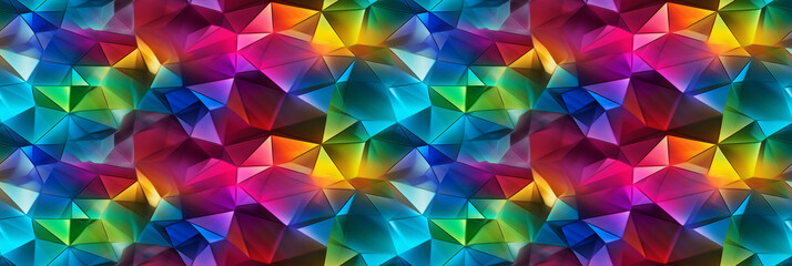 Wall Mural - Rainbow colored glossy triangles and pyramids, for landing pages. AI generative illustration.