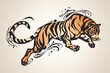 Tribal Tiger Jump Vector Style - AI Generated