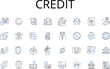Credit line icons collection. Debt, Finance, Loan, Cash, Trust, Payment, Mortgage vector and linear illustration. Funds,Borrowing,Lend outline signs set