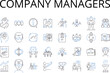 © michael broon - Company managers line icons collection. Business executives, Corporate leaders, Management team, Organization bosses, Company directors, Administrative heads, Executive officers vector and linear