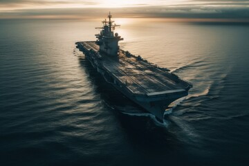 Wall Mural - Aircraft carrier. Military strategic ship. AI generated, human enhanced.