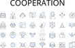 Cooperation line icons collection. Assistance, Collaboration, Partnership, Unity, Accordance, Fellowship, Association vector and linear illustration. Synergy,Concatenation,Togetherness Generative AI