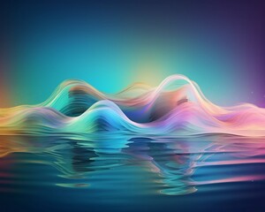 3d style abstract background in nature landscape reflection glowing bright waves  Generative ai