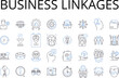 © michael broon - Business linkages line icons collection. Trade connections, Corporate affiliations, Economic partnerships, Commercial ties, Fiscal nerks, Market relationships, Industry bonds vector and linear
