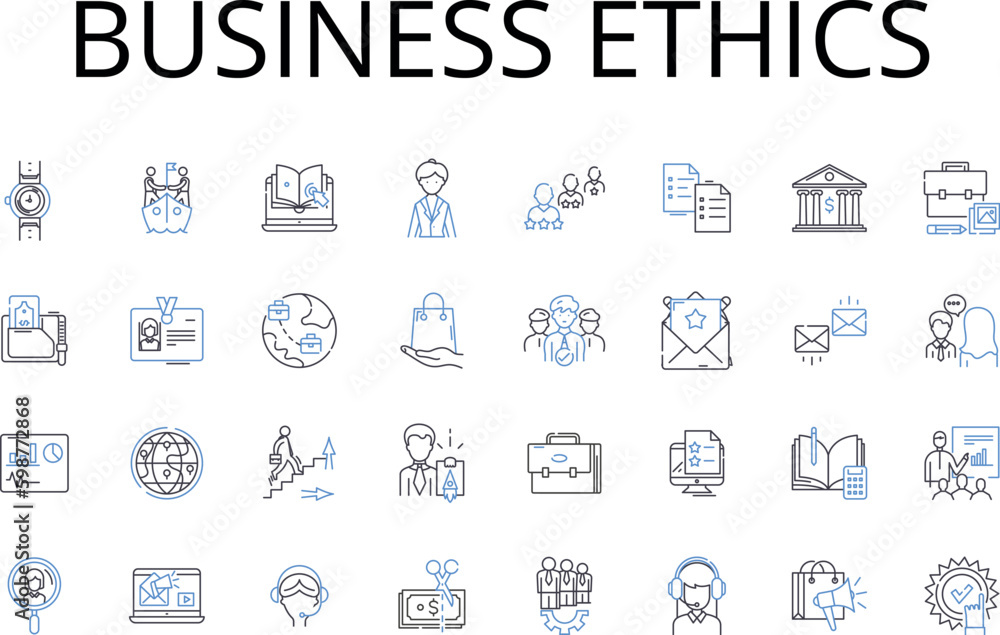 Business ethics line icons collection. Social responsibility, Political ...